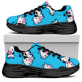 Cute Cartoon Baby Cow Pattern Print Black Chunky Shoes