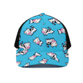 Cute Cartoon Baby Cow Pattern Print Black Mesh Trucker Hat