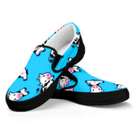 Cute Cartoon Baby Cow Pattern Print Black Slip On Sneakers