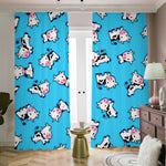 Cute Cartoon Baby Cow Pattern Print Blackout Pencil Pleat Curtains