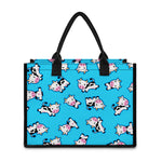 Cute Cartoon Baby Cow Pattern Print Canvas Tote Bag