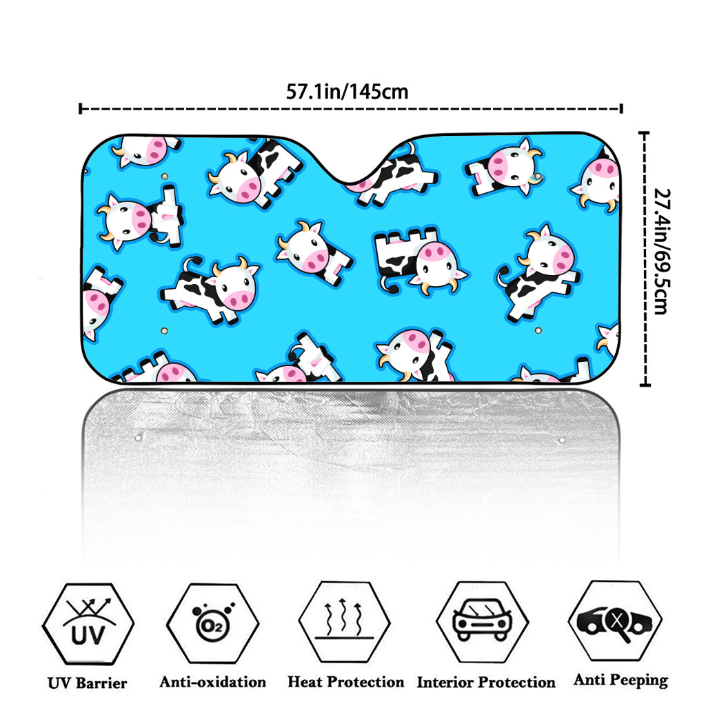 Cute Cartoon Baby Cow Pattern Print Car Windshield Sun Shade