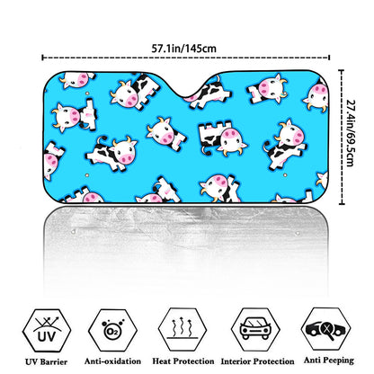 Cute Cartoon Baby Cow Pattern Print Car Windshield Sun Shade