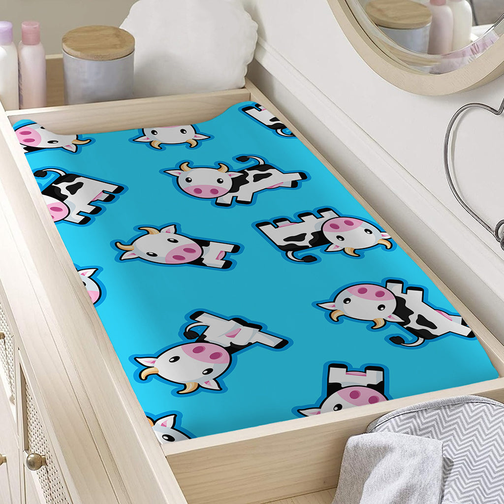 Cute Cartoon Baby Cow Pattern Print Changing Pad Cover