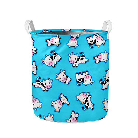 Cute Cartoon Baby Cow Pattern Print Collapsible Laundry Basket
