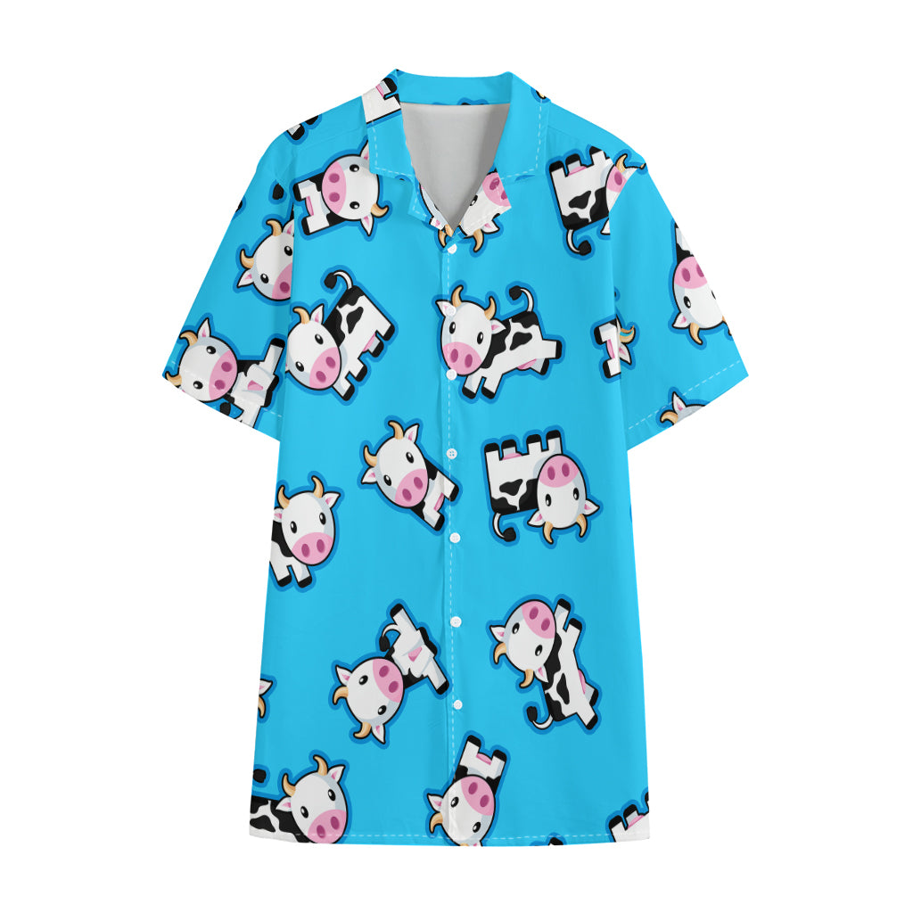 Cute Cartoon Baby Cow Pattern Print Cotton Hawaiian Shirt