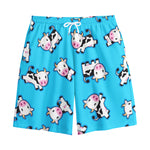 Cute Cartoon Baby Cow Pattern Print Cotton Shorts