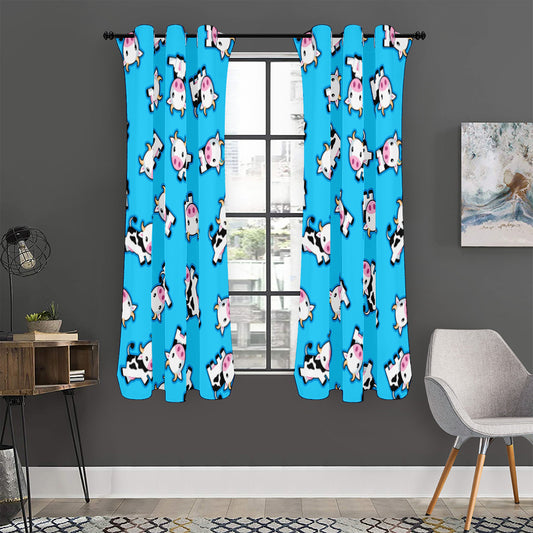 Cute Cartoon Baby Cow Pattern Print Curtain
