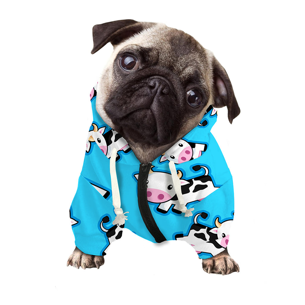 Cute Cartoon Baby Cow Pattern Print Dog Zip Up Hoodie