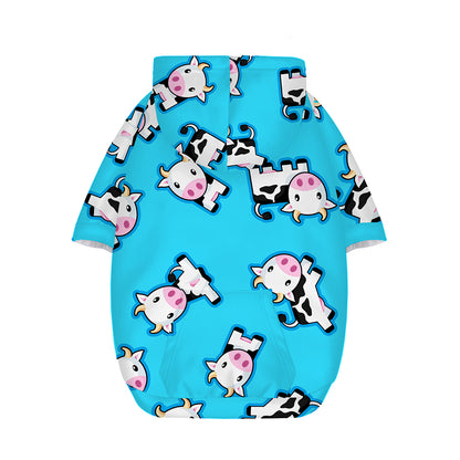 Cute Cartoon Baby Cow Pattern Print Dog Zip Up Hoodie
