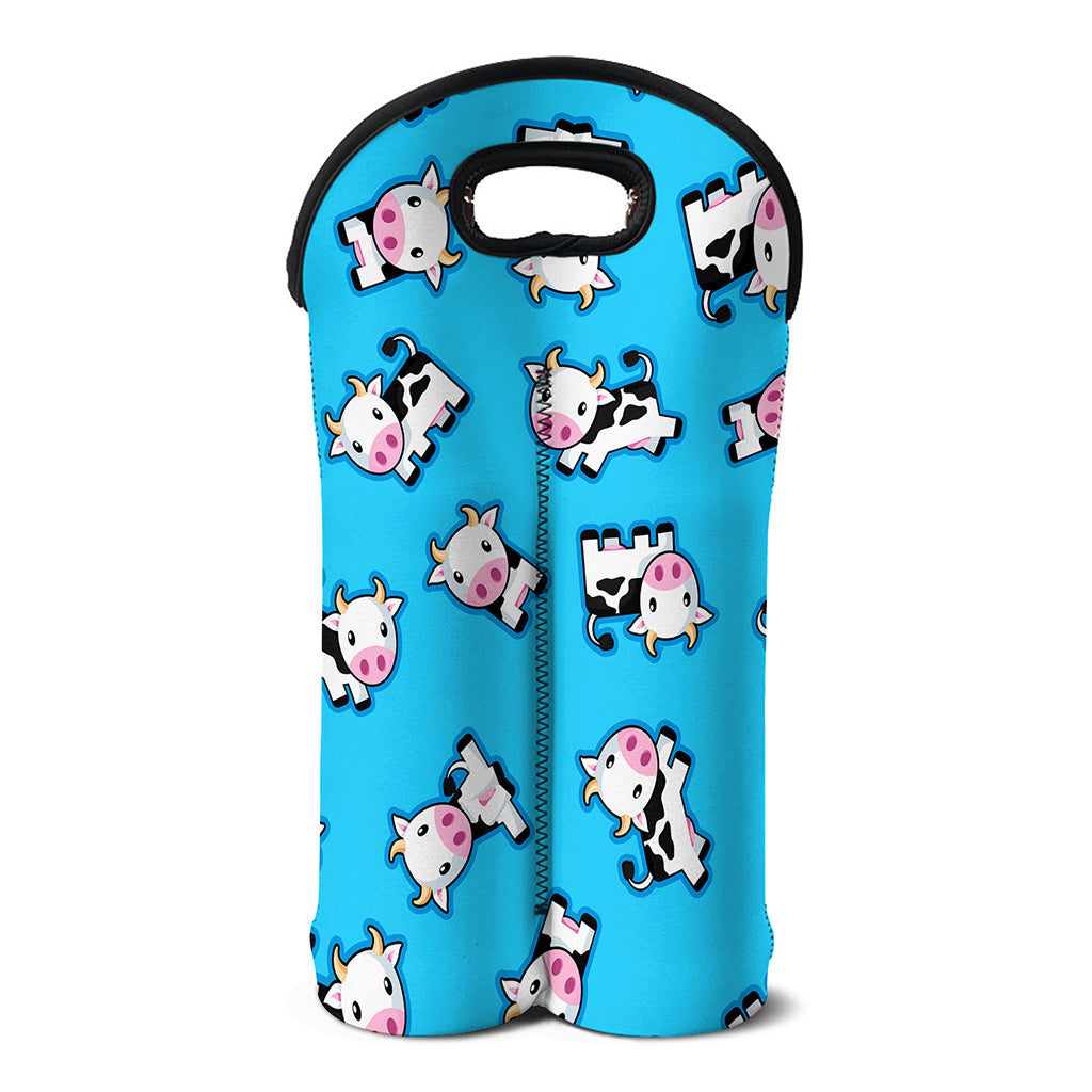 Cute Cartoon Baby Cow Pattern Print Double Neoprene Wine Tote