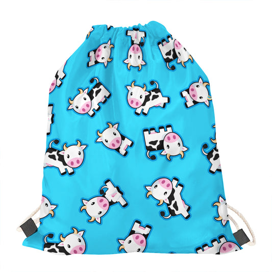 Cute Cartoon Baby Cow Pattern Print Drawstring Bag