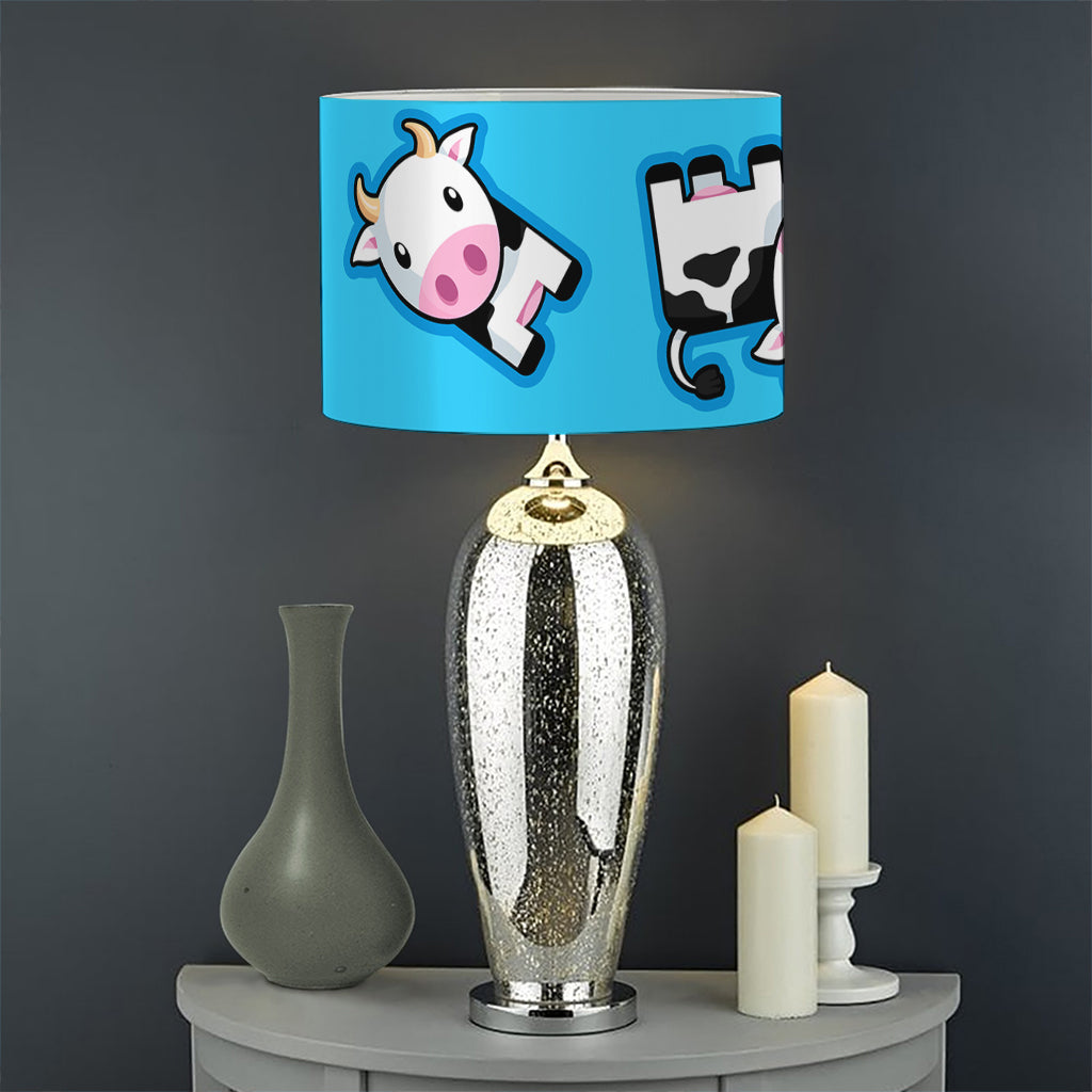 Cute Cartoon Baby Cow Pattern Print Drum Lamp Shade