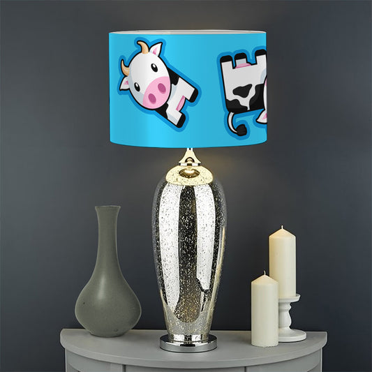 Cute Cartoon Baby Cow Pattern Print Drum Lamp Shade