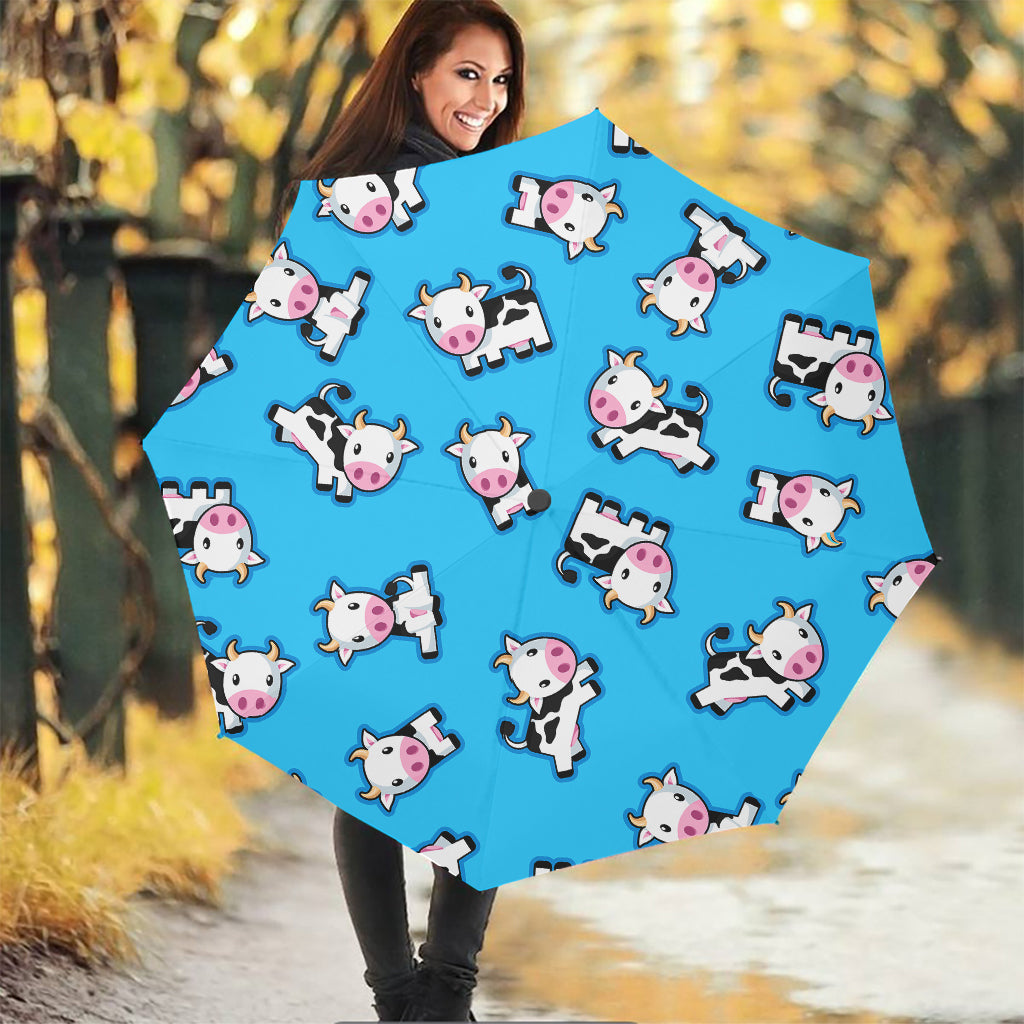 Cute Cartoon Baby Cow Pattern Print Foldable Umbrella