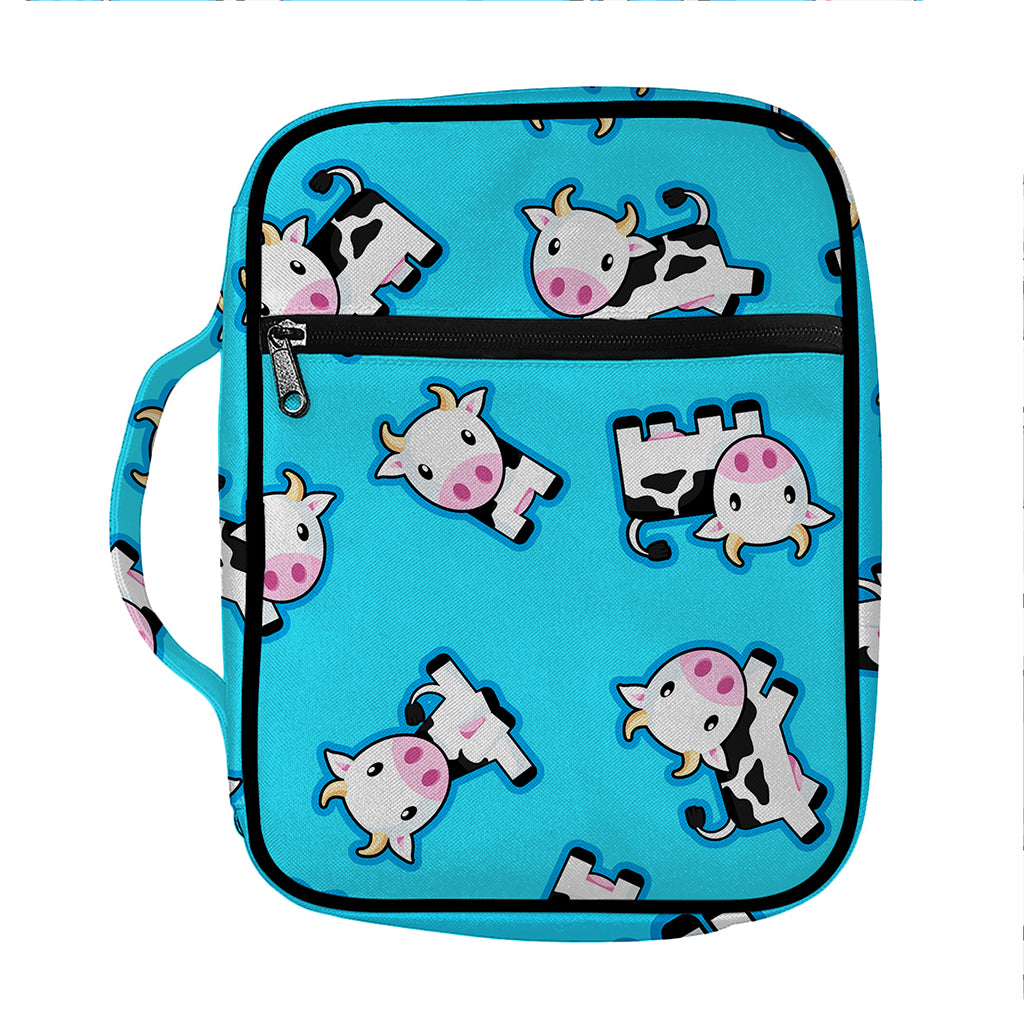 Cute Cartoon Baby Cow Pattern Print Front Pocket Bible Bag