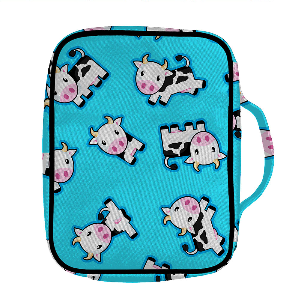 Cute Cartoon Baby Cow Pattern Print Front Pocket Bible Bag