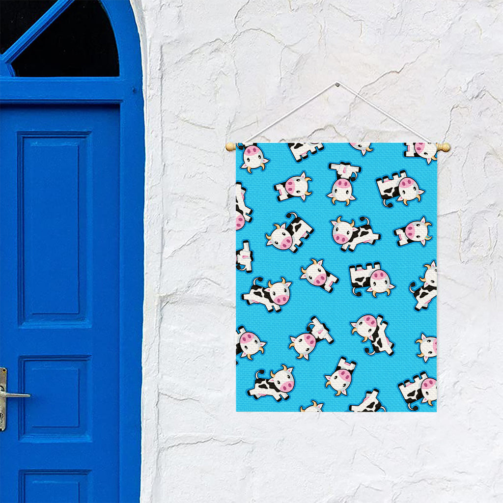 Cute Cartoon Baby Cow Pattern Print Garden Flag