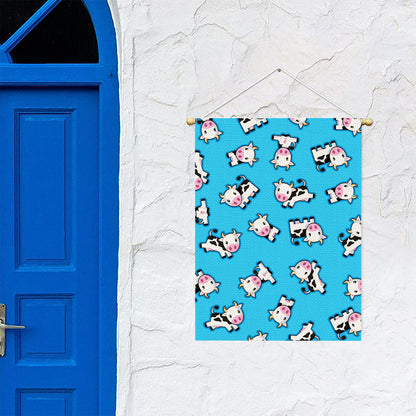 Cute Cartoon Baby Cow Pattern Print Garden Flag