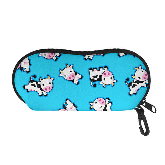 Cute Cartoon Baby Cow Pattern Print Glasses Case