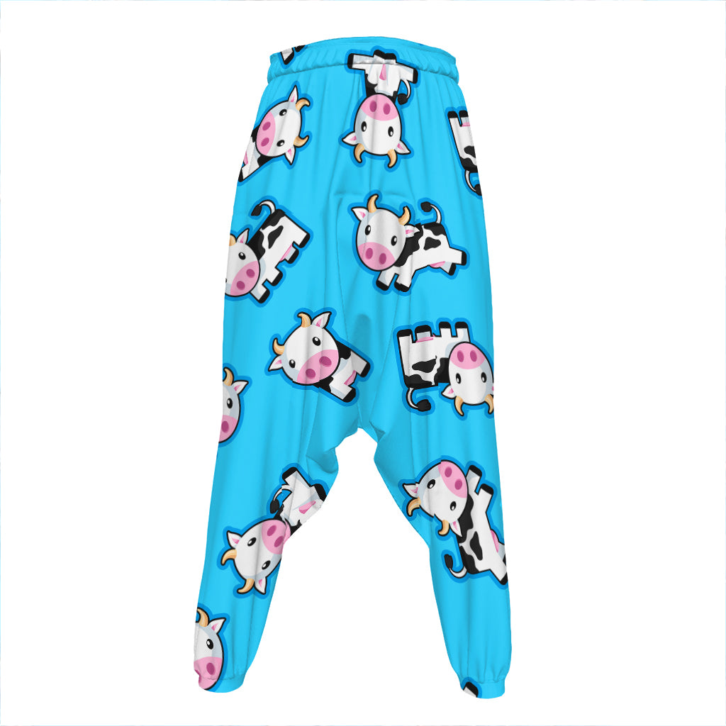 Cute Cartoon Baby Cow Pattern Print Hammer Pants