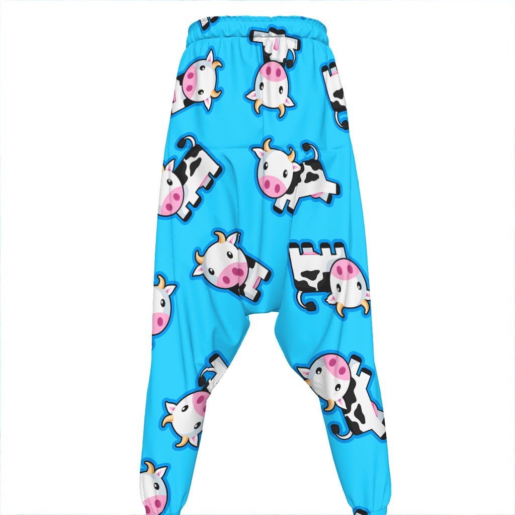 Cute Cartoon Baby Cow Pattern Print Hammer Pants