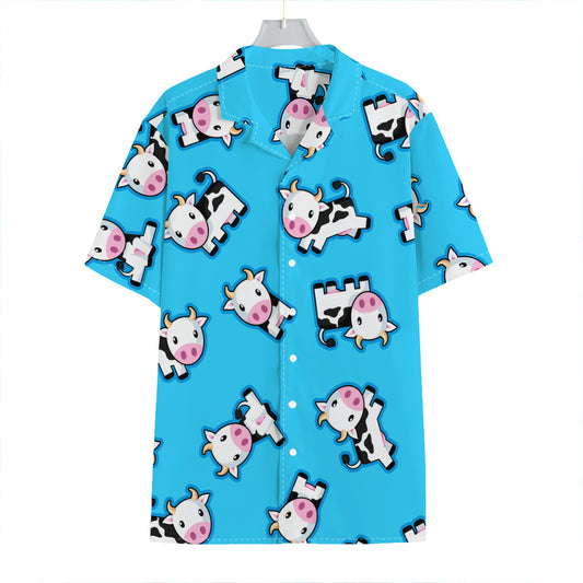 Cute Cartoon Baby Cow Pattern Print Hawaiian Shirt