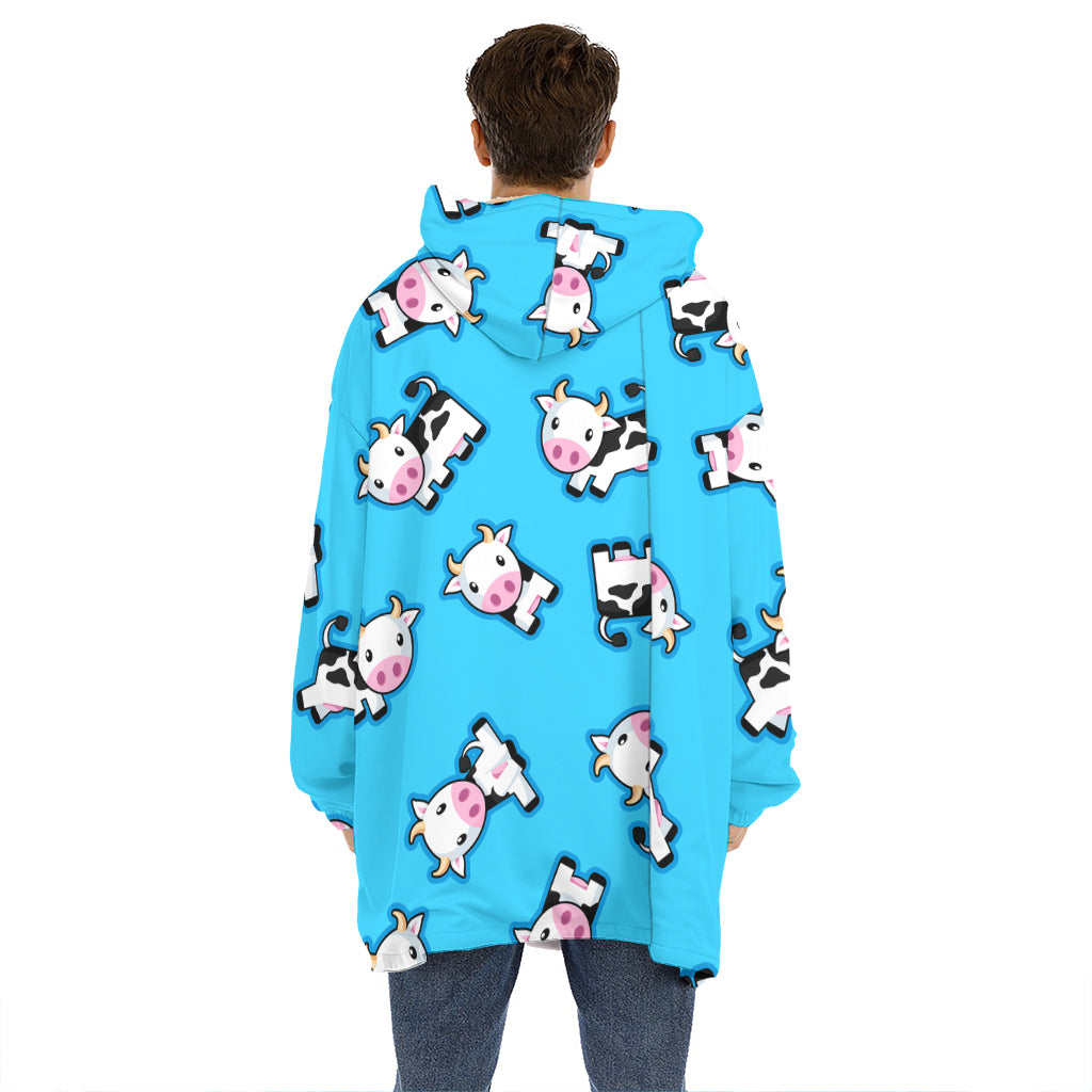 Cute Cartoon Baby Cow Pattern Print Hoodie Blanket