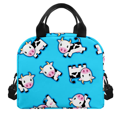 Cute Cartoon Baby Cow Pattern Print Insulated Lunch Bag