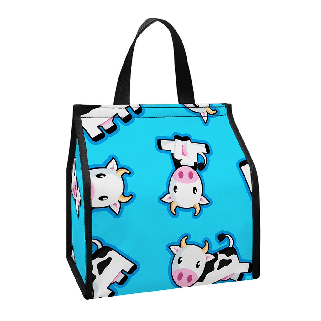 Cute Cartoon Baby Cow Pattern Print Insulated Lunch Tote