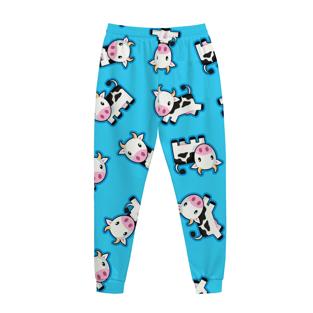 Cute Cartoon Baby Cow Pattern Print Jogger Pants