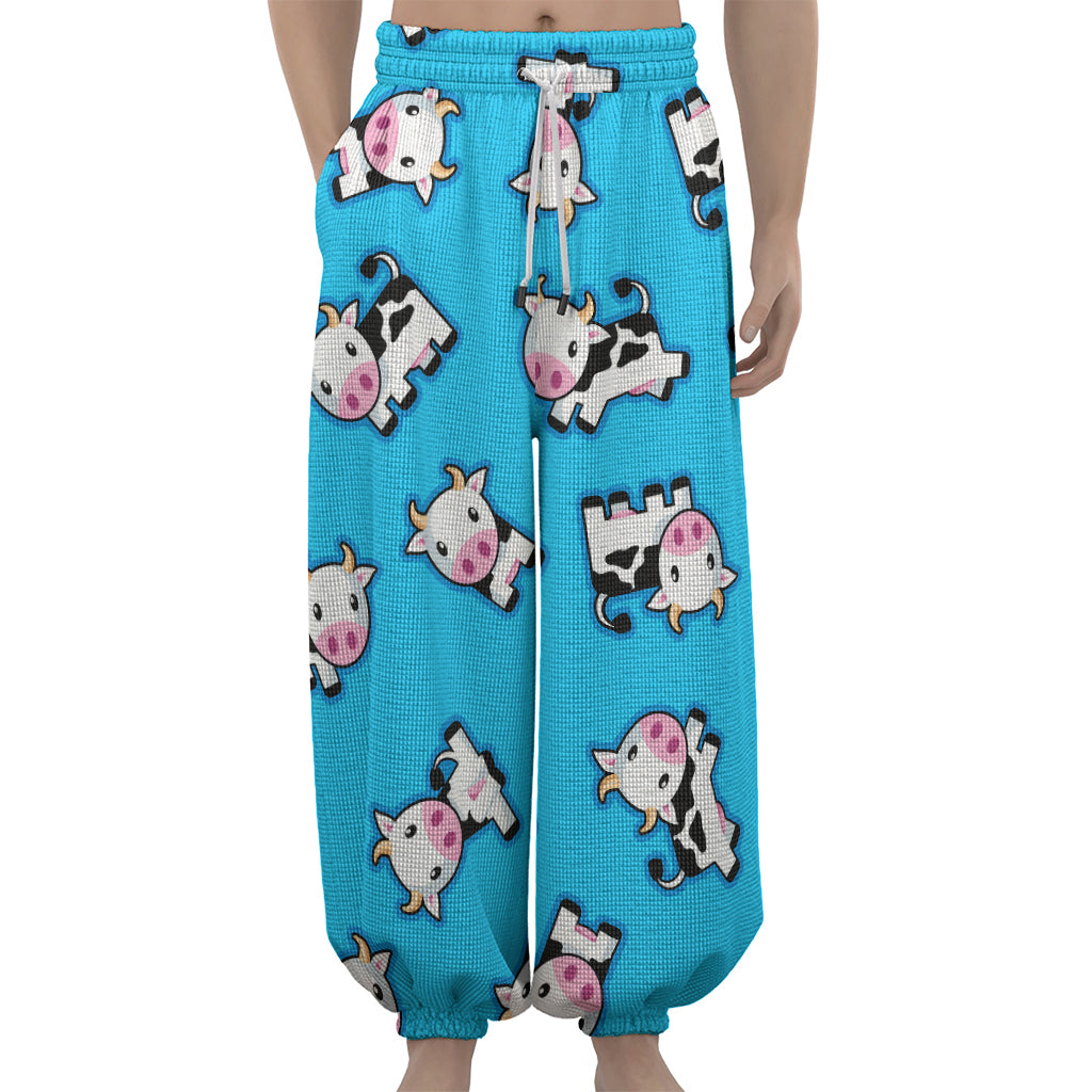Cute Cartoon Baby Cow Pattern Print Lantern Pants