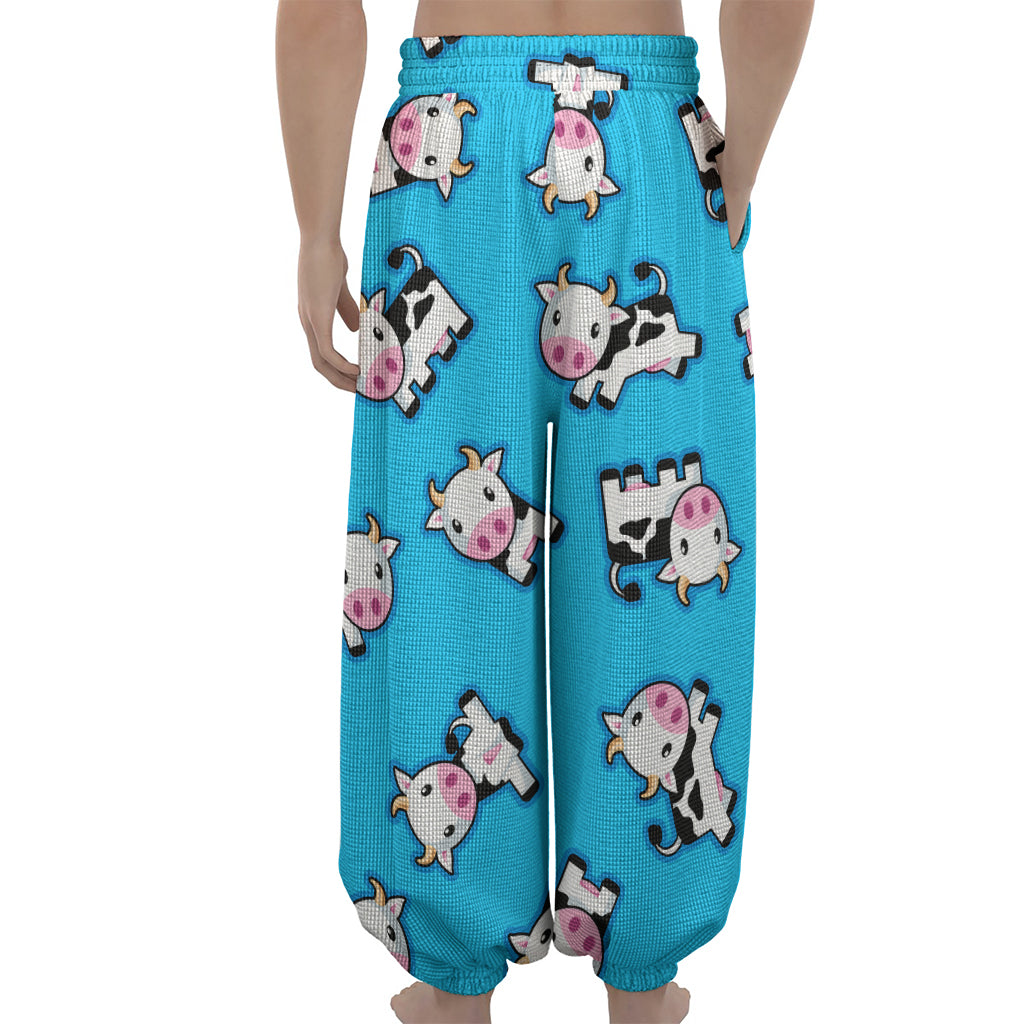 Cute Cartoon Baby Cow Pattern Print Lantern Pants