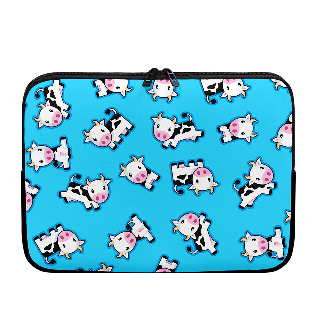Cute Cartoon Baby Cow Pattern Print Laptop Sleeve