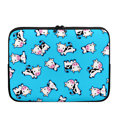 Cute Cartoon Baby Cow Pattern Print Laptop Sleeve
