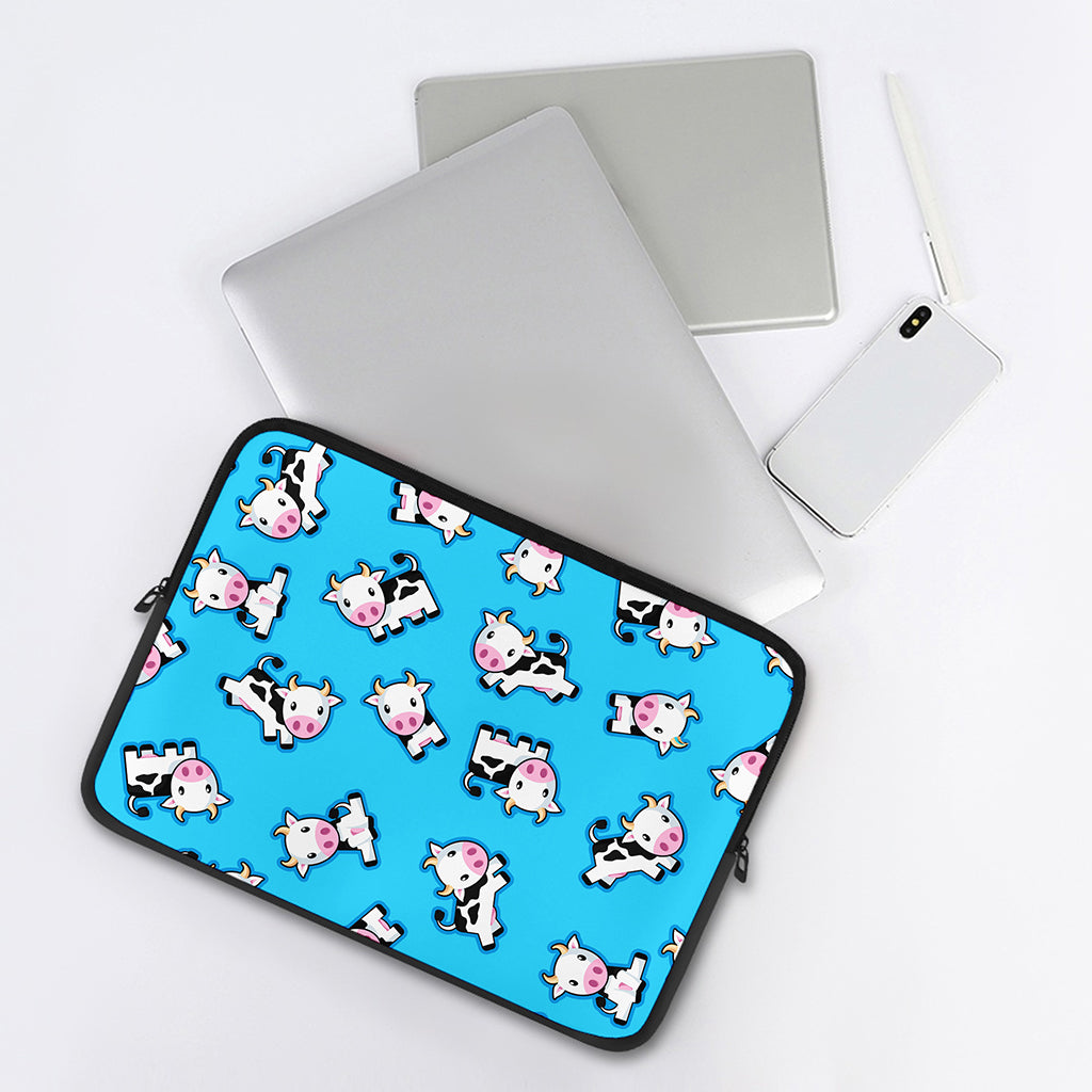 Cute Cartoon Baby Cow Pattern Print Laptop Sleeve