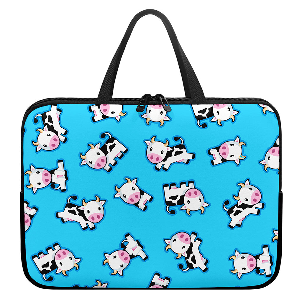 Cute Cartoon Baby Cow Pattern Print Laptop Sleeve With Handle