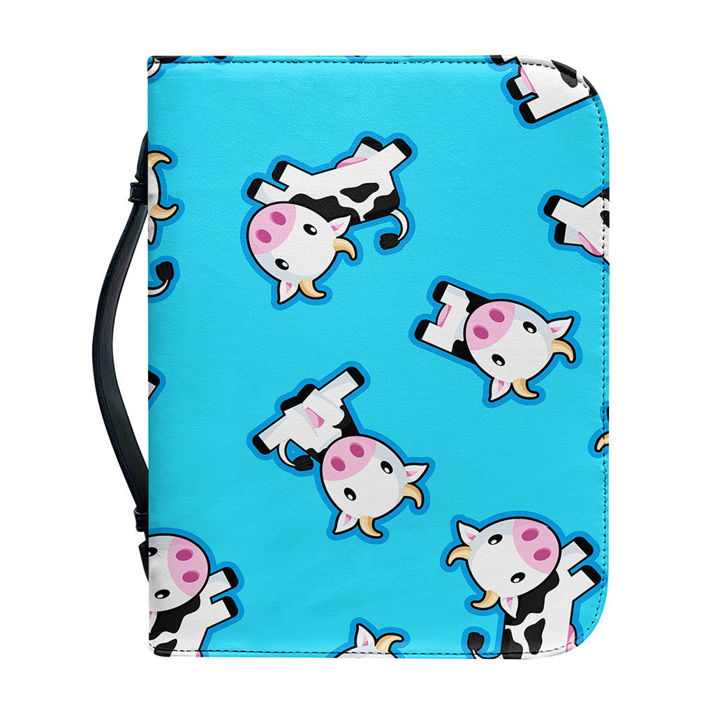 Cute Cartoon Baby Cow Pattern Print Leather Bible Cover
