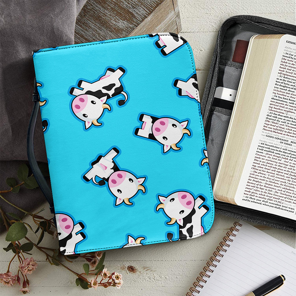 Cute Cartoon Baby Cow Pattern Print Leather Bible Cover