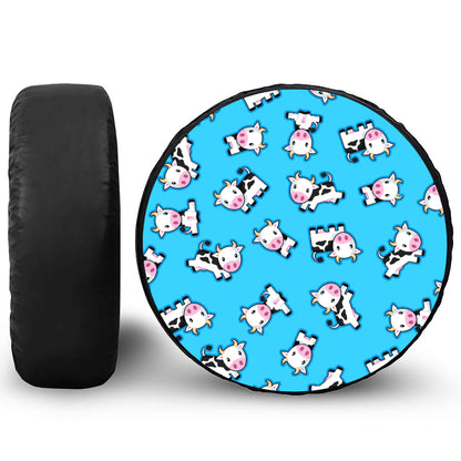 Cute Cartoon Baby Cow Pattern Print Leather Spare Tire Cover