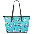 Cute Cartoon Baby Cow Pattern Print Leather Tote Bag With Zipper