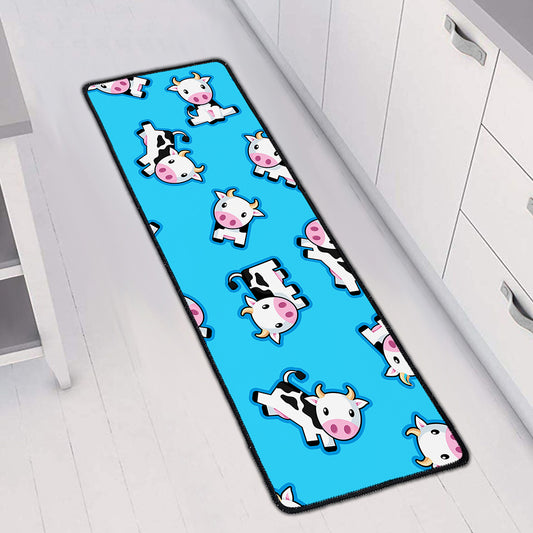 Cute Cartoon Baby Cow Pattern Print Long Kitchen Mat
