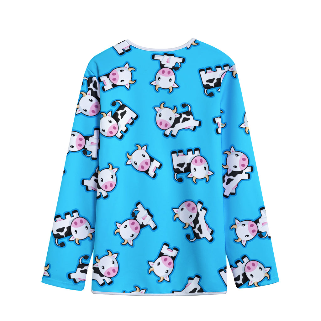Cute Cartoon Baby Cow Pattern Print Long Sleeve Short Coat