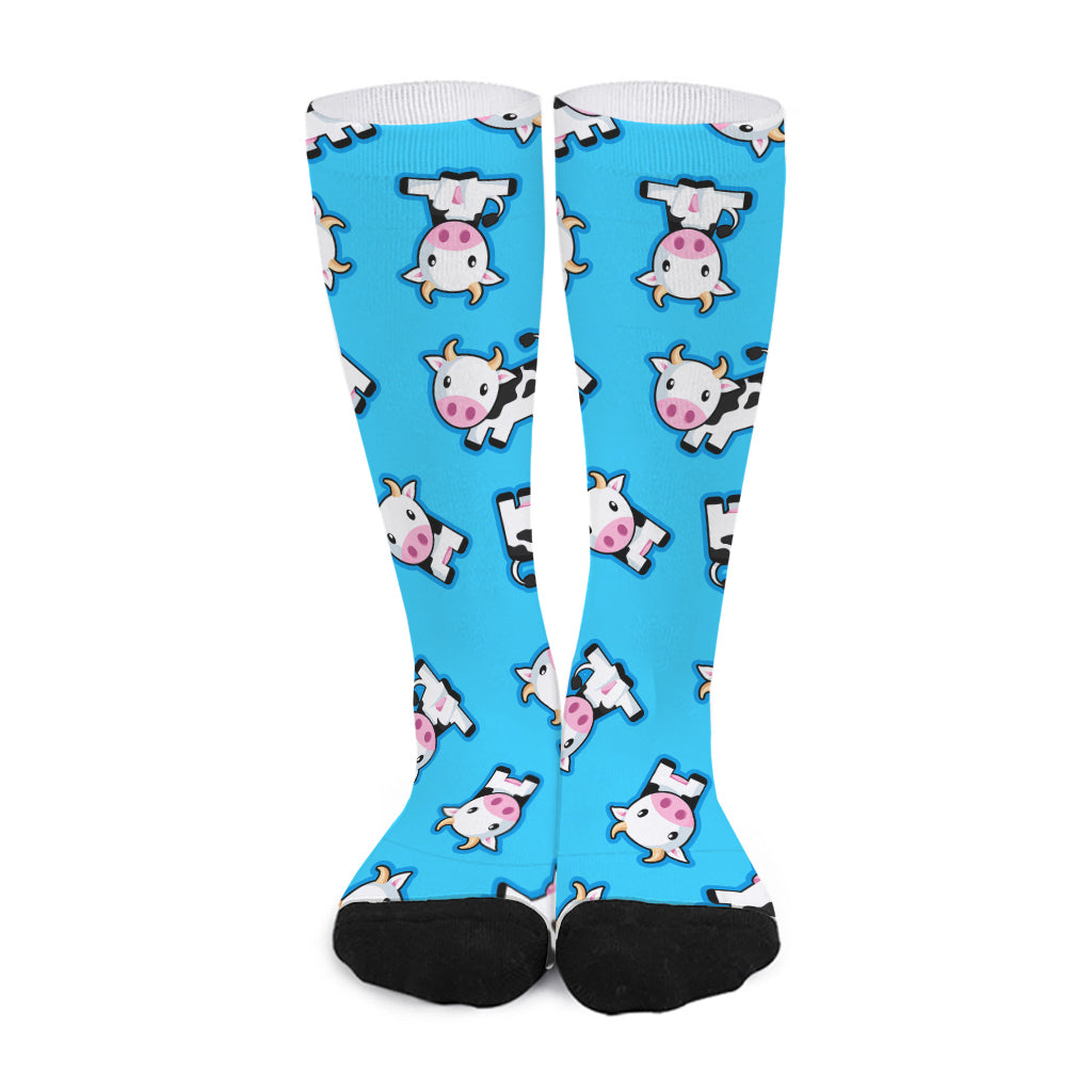 Cute Cartoon Baby Cow Pattern Print Long Socks