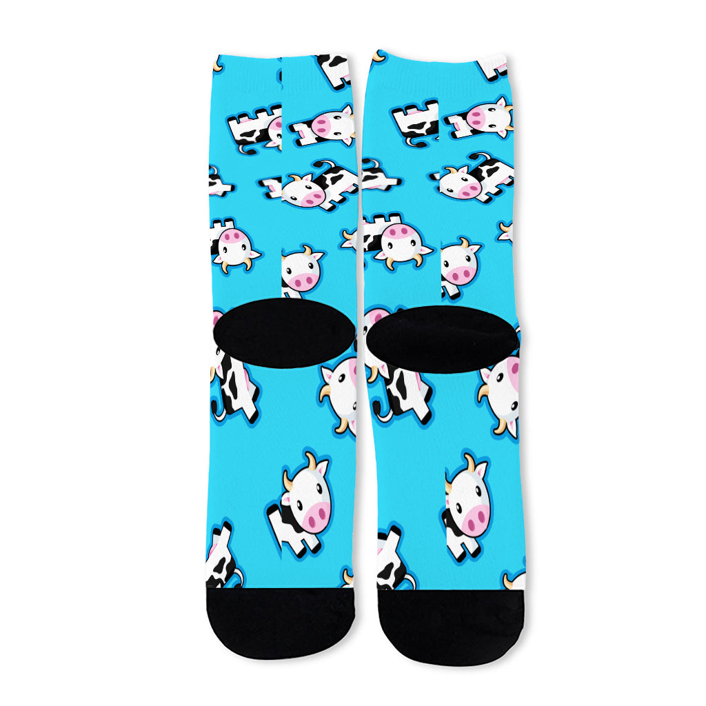 Cute Cartoon Baby Cow Pattern Print Long Socks