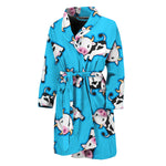 Cute Cartoon Baby Cow Pattern Print Men's Bathrobe