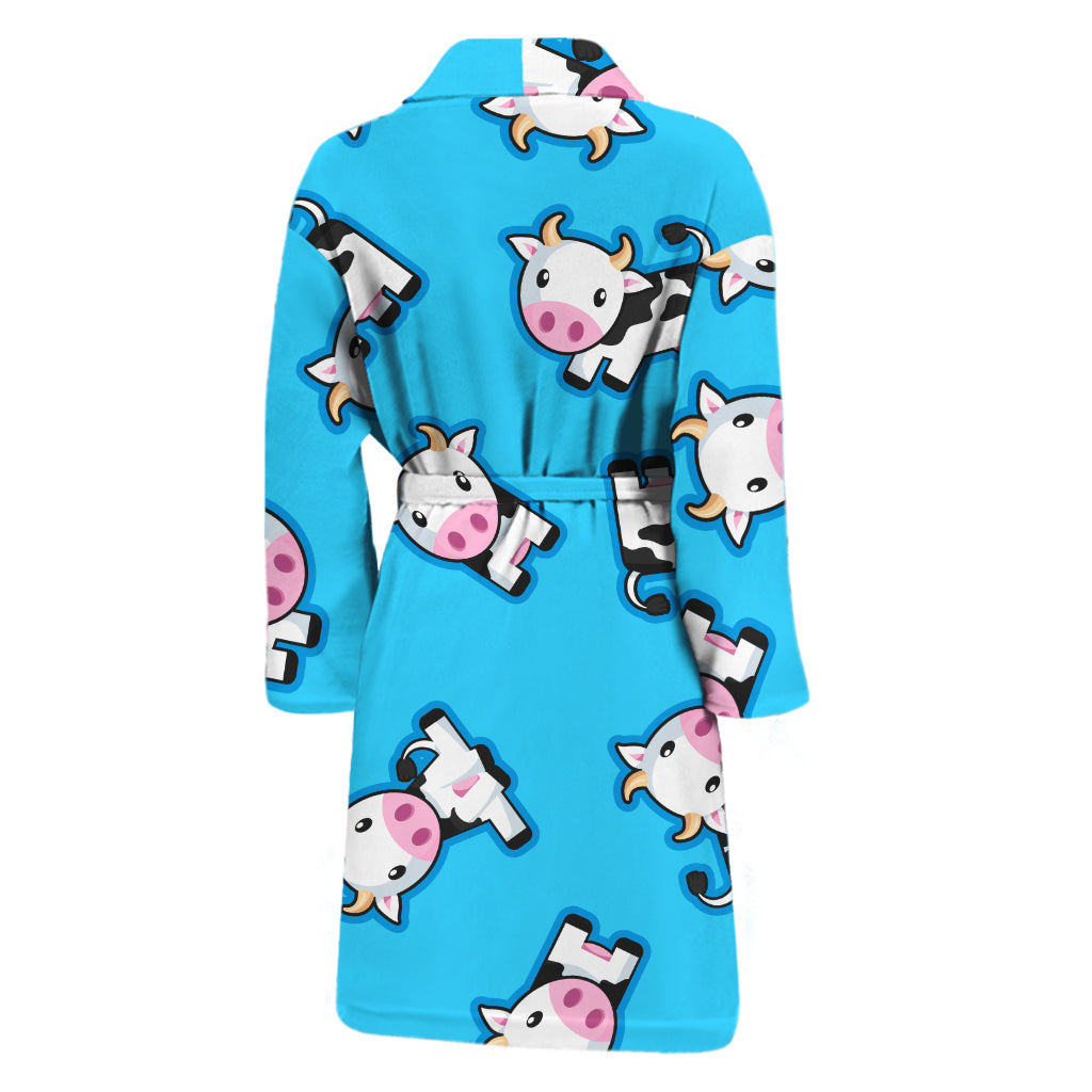 Cute Cartoon Baby Cow Pattern Print Men's Bathrobe