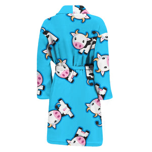 Cute Cartoon Baby Cow Pattern Print Men's Bathrobe