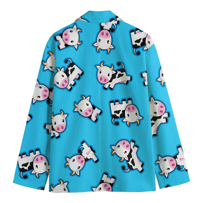 Cute Cartoon Baby Cow Pattern Print Men's Blazer
