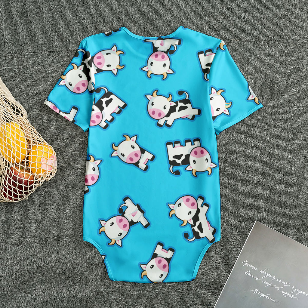 Cute Cartoon Baby Cow Pattern Print Men's Bodysuit